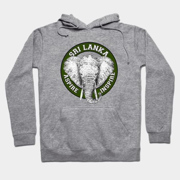 Sri Lanka Elephant Green, Black & White (Ceylon Elephant) Hoodie by EYECHO